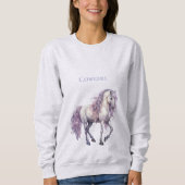 Lavendel Witte Bloemen Paard Cowgirl Trui (Voorkant)