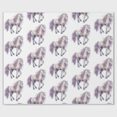 Lavendel Witte Bloemen Paard Cowgirl Verjaardag Cadeaupapier (Vlak)