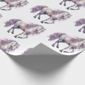 Lavendel Witte Bloemen Paard Cowgirl Verjaardag Cadeaupapier (Hoek)