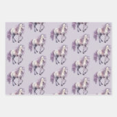 Lavendel Witte Bloemen Paard Cowgirl Verjaardag Inpakpapier Vel (Voorkant 3)