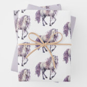 Lavendel Witte Bloemen Paard Cowgirl Verjaardag Inpakpapier Vel (In situ)