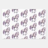 Lavendel Witte Bloemen Paard Cowgirl Verjaardag Inpakpapier Vel (Voorkant)