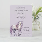 Lavendel Witte Bloemen Paard Cowgirl Verjaardag Kaart (Staand voorkant)