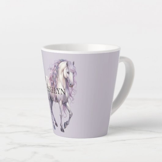 Lavendel Witte Bloemen Paard Latte Mok (Rechterhoek)