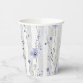  Lavendel Witte Bloemen Strepen Vrijgezellenfeest Papieren Bekers (Links)