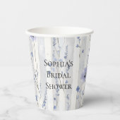  Lavendel Witte Bloemen Strepen Vrijgezellenfeest Papieren Bekers (Voorkant)