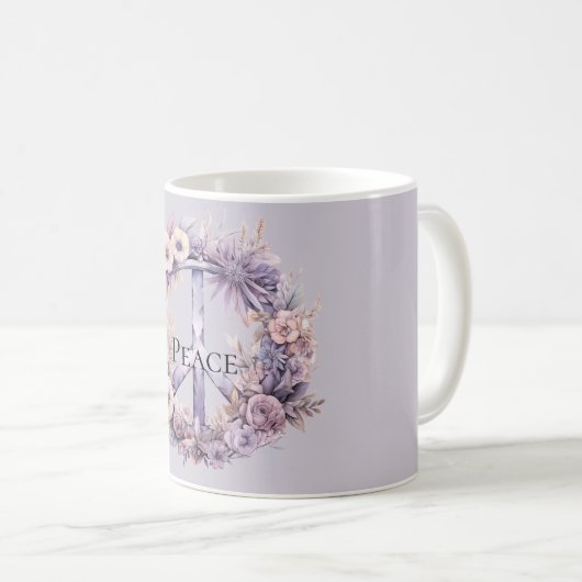 Lavendel Witte Bloemen Vredesteken Koffiemok (Voorkant rechts)