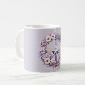 Lavendel Witte Bloemen Vredesteken Koffiemok (Voorkant links)