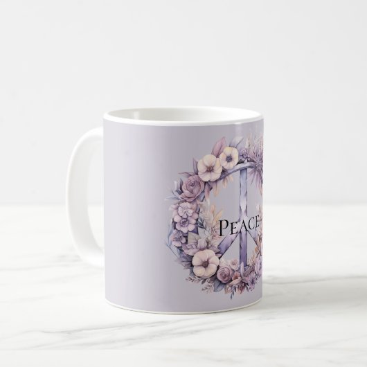 Lavendel Witte Bloemen Vredesteken Koffiemok (Voorkant links)