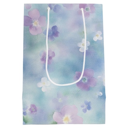  Lavendel Witte Bloemen Vrijgezellenfeest Medium Cadeauzakje (Achterkant)