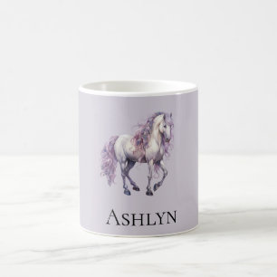 Lavendel Witte Bloemige Paard Cowgirl Koffiemok