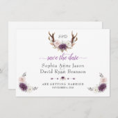 Lavendel Witte Blush Bloemengewei Huwelijk Save The Date (Voorkant / Achterkant)