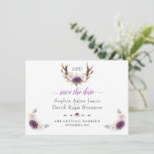 Lavendel Witte Blush Bloemige Geweien Bruiloft Save The Date (Staand voorkant)