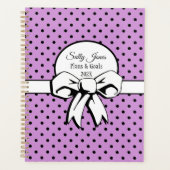 Lavendel witte boog & zwarte stippen gepersonalise planner (Voorkant)