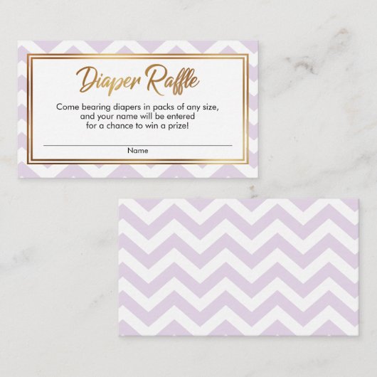 Lavendel & Witte Chevron Luier Raffle Kaarten (Voorkant / Achterkant)