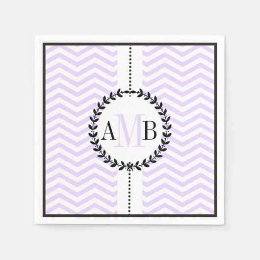 Lavendel, witte chevron patroon bruiloft servet (Voorkant)