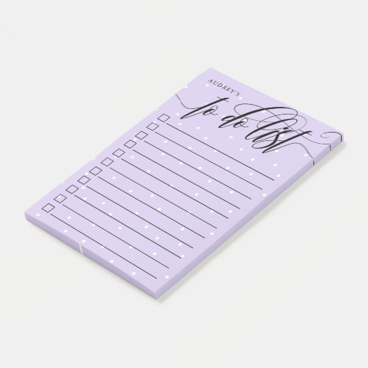 Lavendel witte Confetti kalligrafie te doen lijst Post-it® Notes (Schuin)