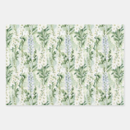 Lavendel Witte Delphinium Bloemen Bruidsdouche Inpakpapier Vel