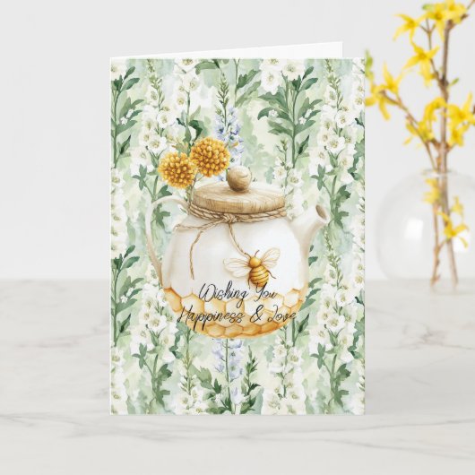 Lavendel Witte Delphinium Bloemen Bruidsdouche Kaart (Gele Bloem)