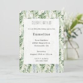 Lavendel Witte Delphinium Bloemen Verjaardag Kaart