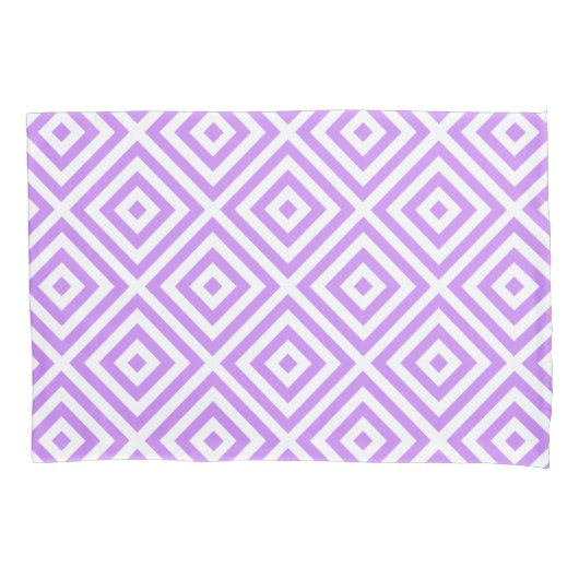 Lavendel Witte Diamant Patroon Kussenhoes (Voorkant-Links)