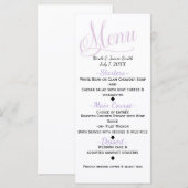 Lavendel & Witte Eenvoudige Elegante Trouwmenu Kaa Menu (Voorkant / Achterkant)