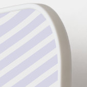 Lavendel Witte Eenvoudige Horizontale Strepen Pickleball Paddle (Links Detail)