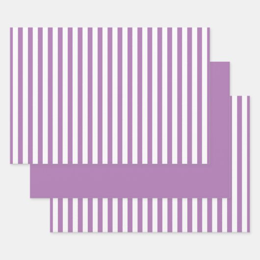 Lavendel Witte Eenvoudige Strepen Patroon Geometri Inpakpapier Vel (Set)
