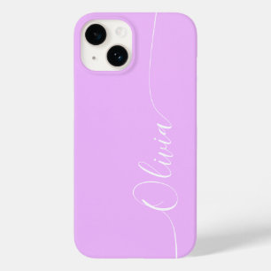 Lavendel Witte Elegante Kalligrafie Script Naam Case-Mate iPhone 14 Hoesje