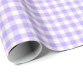 Lavendel Witte Gingham Verjaardagsfeest Bruiloft Cadeaupapier (Rol Hoek)