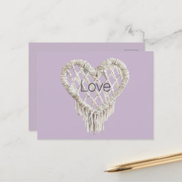 Lavendel Witte Hart Franje Briefkaart