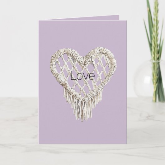Lavendel Witte Hart Franje Kaart (Voorkant)