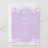 Lavendel & Witte Kant Elegant Bruiloft Kaart (Voorkant)