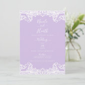 Lavendel & Witte Kant Elegant Bruiloft Kaart (Staand voorkant)
