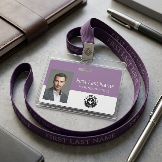Lavendel Witte Moderne Foto Logo Personeelsbadge Badge