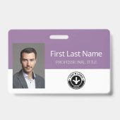 Lavendel Witte Moderne Foto Logo Personeelsbadge Badge (Voorzijde)