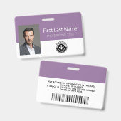 Lavendel Witte Moderne Foto Logo Personeelsbadge Badge (Voor- en achterkant)