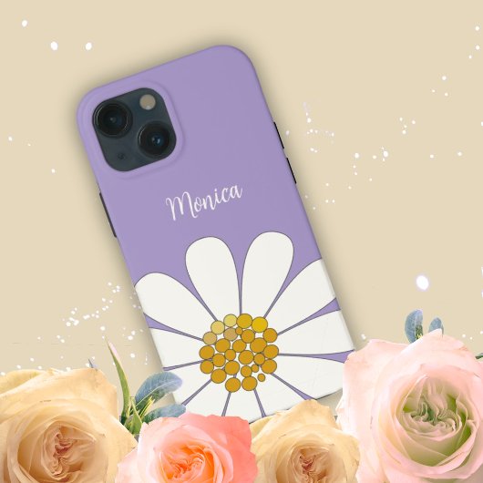 Lavendel Witte Moderne Madeliefjesbloem Aangepast Case-Mate iPhone Case