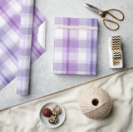 Lavendel Witte Pastel Geruite Mist Plaid Patroon Cadeaupapier