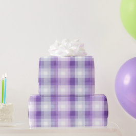 Lavendel Witte Pastel Geruite Mist Plaid Patroon Cadeaupapier