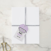 Lavendel Witte Polka Dot Verjaardag Dank u Labels Cadeaulabel (Met Touw)
