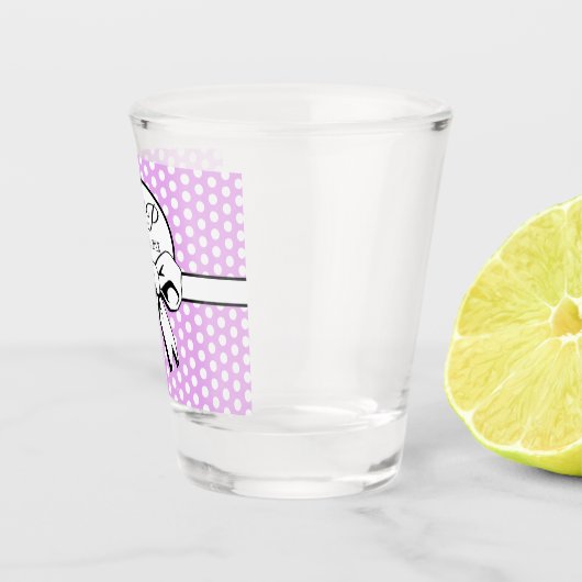 Lavendel Witte Polka Dots Boog Gepersonaliseerde b Shot Glas (Rechts)