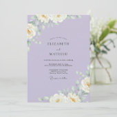 Lavendel Witte Ranunculus Eucalyptus Bruiloft Kaart (Staand voorkant)