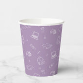 Lavendel Witte Retro Hand getrokken Afstudeerder P Papieren Bekers (Links)