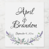 Lavendel, witte rozen, Eucalyptus Botanical  Wijn Etiket (Enkel label)