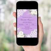 Lavendel witte rozen kant verjaardag kaart