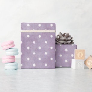 Lavendel Witte Stippen Verjaardag Cadeaupapier