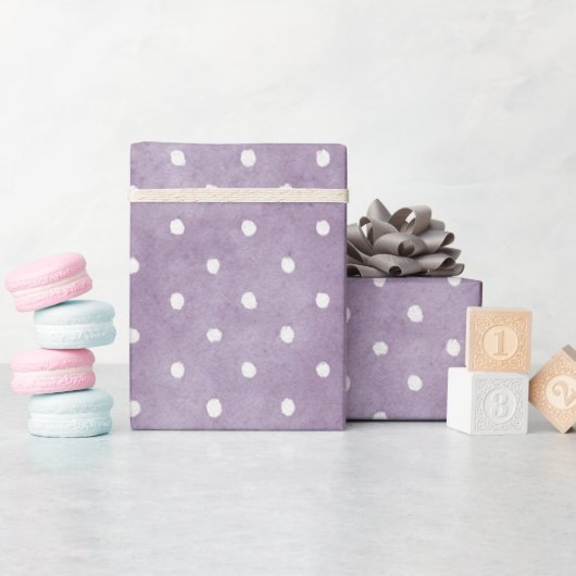Lavendel Witte Stippen Verjaardag Cadeaupapier (Baby Shower)