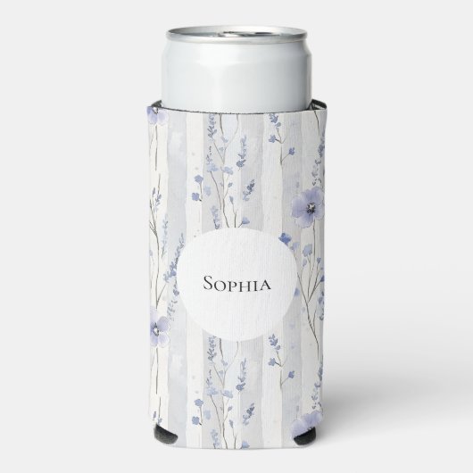  Lavendel Witte Strepen Floral Vrijgezellenfeest Seltzer Blikjeskoeler (Seltzer Voorkant)