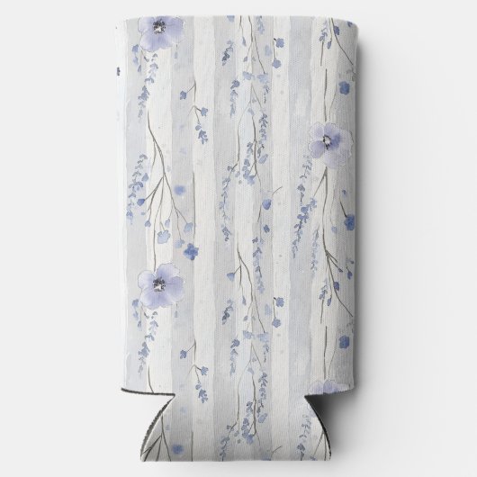  Lavendel Witte Strepen Floral Vrijgezellenfeest Seltzer Blikjeskoeler (Achterkant)